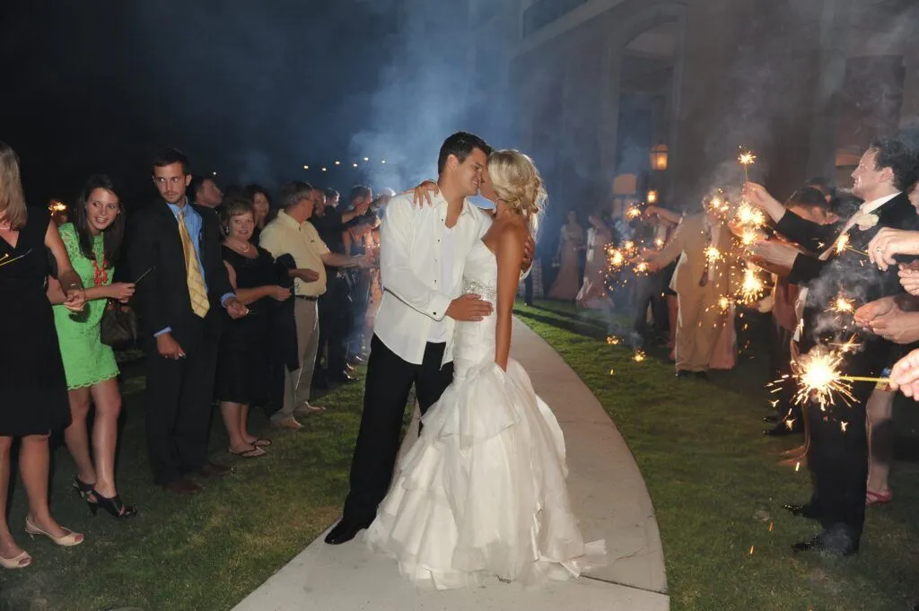 Grande Lawn-Couple Exit-Sparklers-Young Photography, Inc. credit-Hi-min