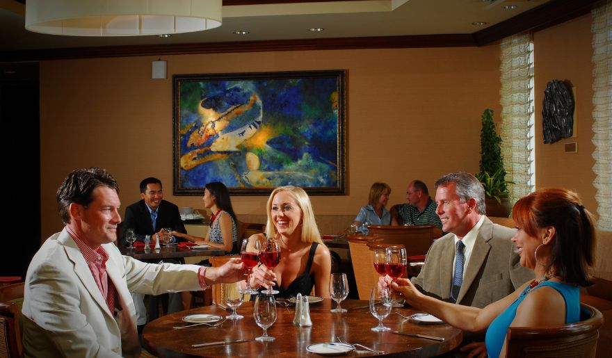 Couples enjoying a romantic dinner at WaterScapes Restaurant, a perfect spot for a Myrtle Beach romantic getaway.