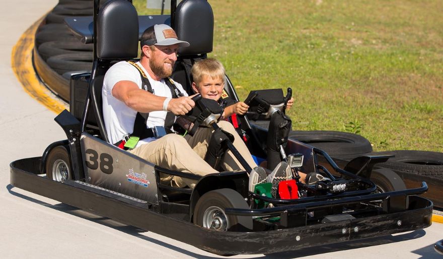 Father and son bonding in Broadway Grand Prix during father's day