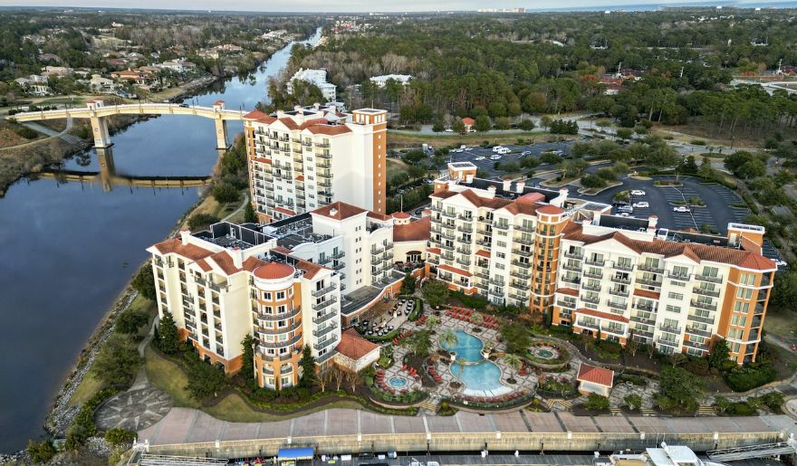 Aerial view of the Marina Inn at Grande Dunes, showcasing the spirit of October.