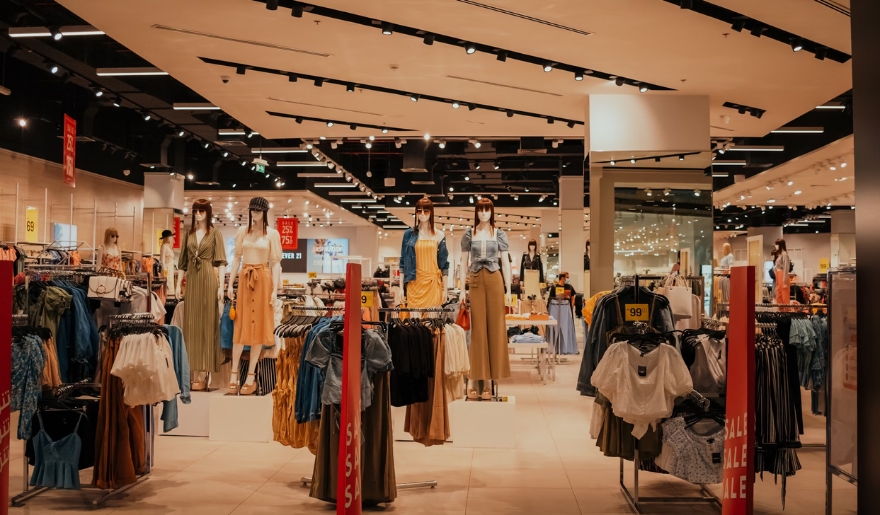 Clothing store in Myrtle Beach Mall with an array of apparel displayed for customers to browse.