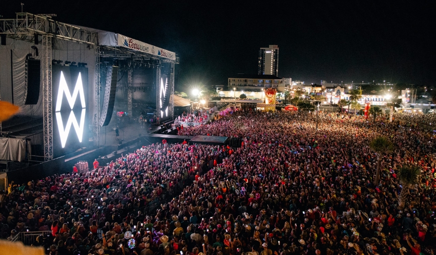 A bustling crowd gathered for the Carolina Country Music Fest concert in Myrtle Beach, celebrating music and community.
