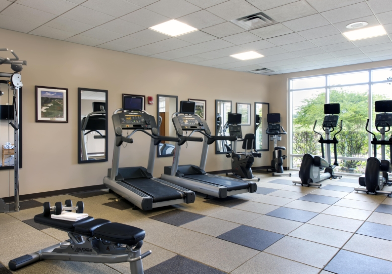 Fitness center at the Marina Inn, featuring modern equipment and wellness options near Myrtle Beach Sports Center.