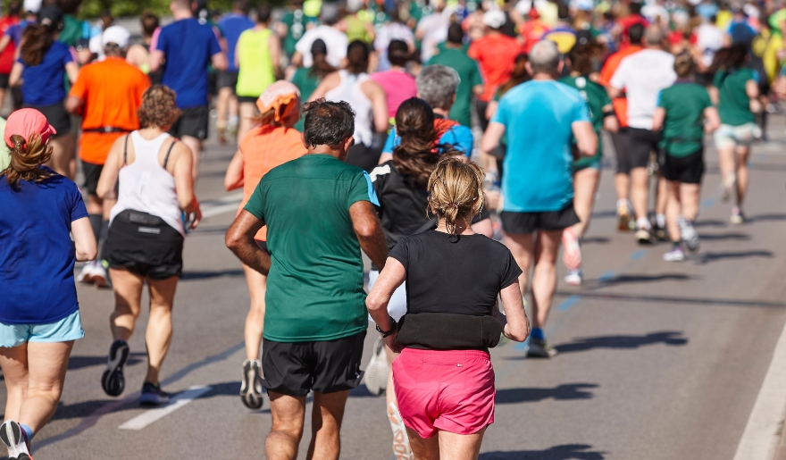  A lively scene of runners competing in the Myrtle Beach Turkey Trot marathon event.