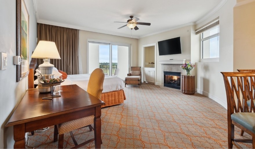 Spacious luxury suite with balcony and fireplace at Marina Inn at Grande Dunes - 11 Best Outdoor Activities in Myrtle Beach (2026 Guide)