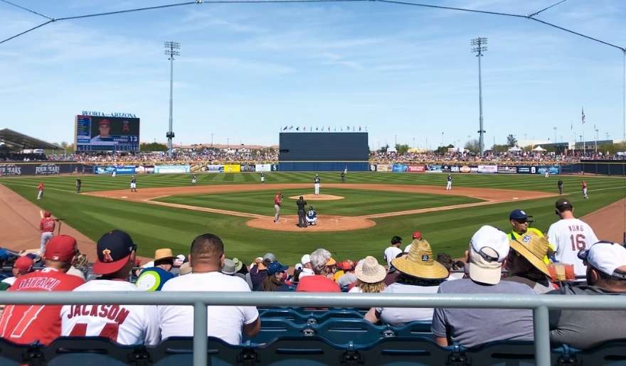 Pelicans baseball game with crowd in Myrtle Beach in July