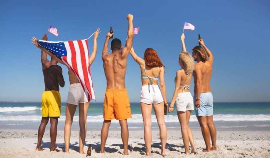 Friends celebrating Myrtle Beach in July