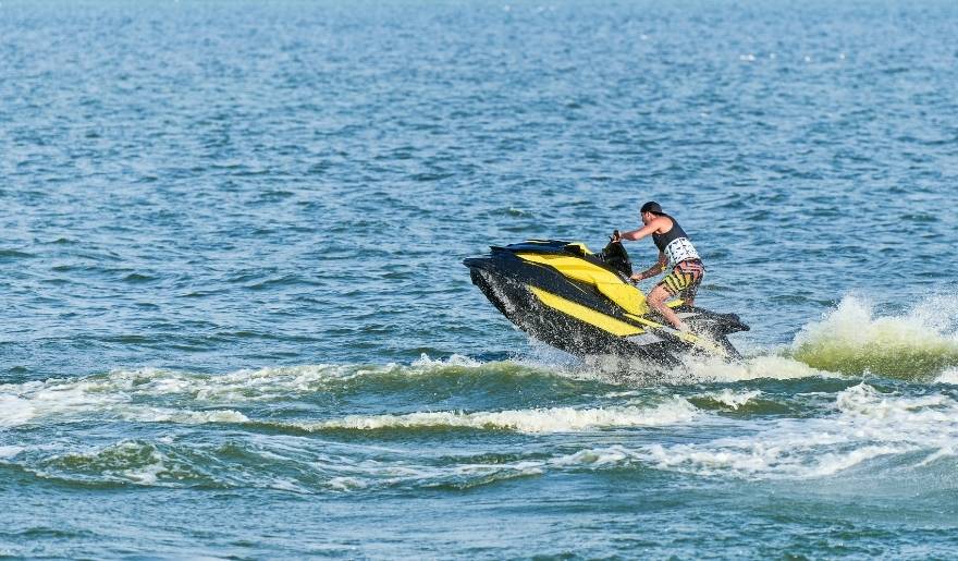 Jet ski riding on Myrtle Beach waters during summer