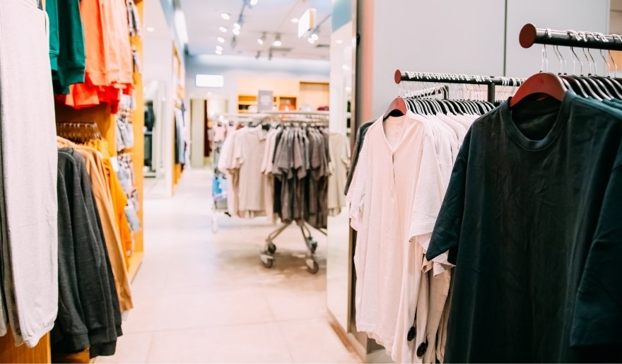 Clothing store with trendy fashion displays at a popular Myrtle Beach shopping destination