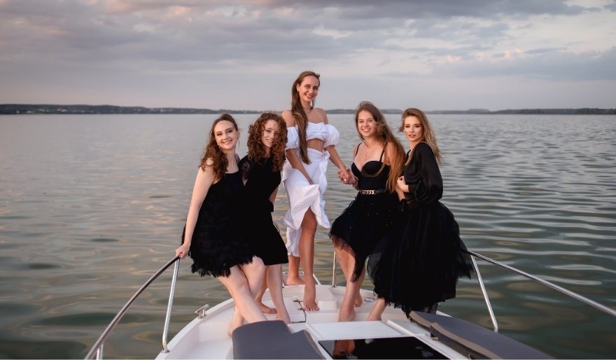 Group enjoying a private boat excursion during a Myrtle Beach bachelorette party getaway
