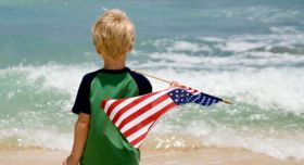Family celebrating the 4th of July on Resort Myrtle Beach