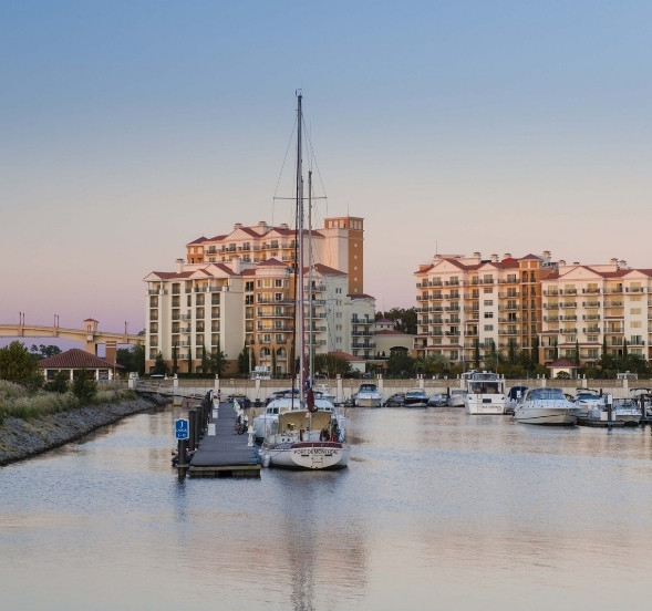 Marina Inn at Grande Dunes overlooking the marina in Myrtle Beach