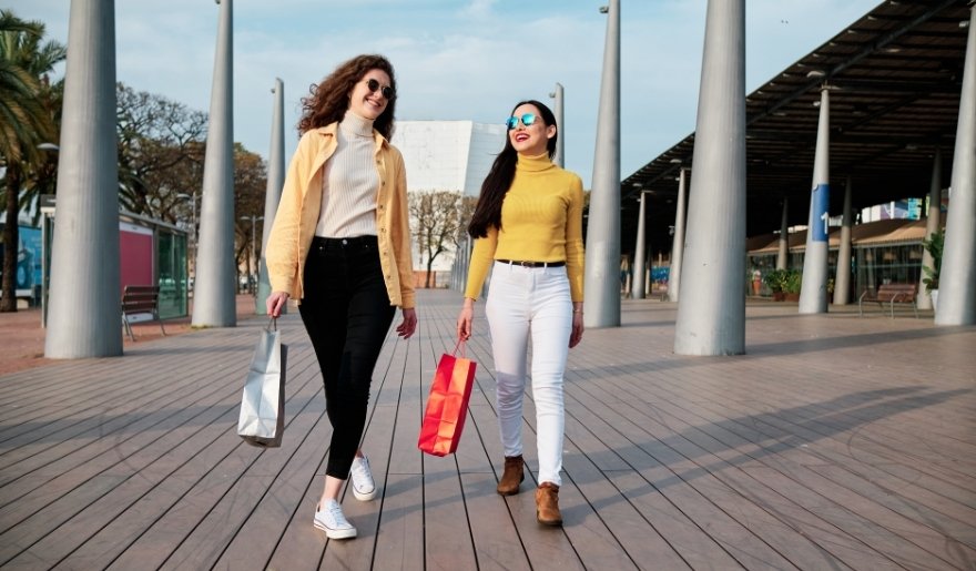 Women carrying shopping bags at Barefoot Landing in Myrtle Beach Shopping