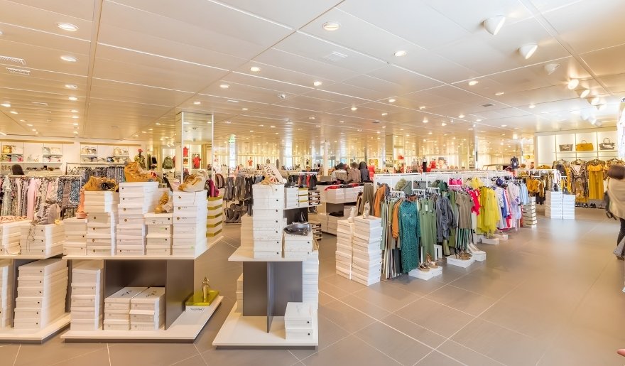 Clothing and accessories displayed inside Coastal Grand Mall in Myrtle Beach
