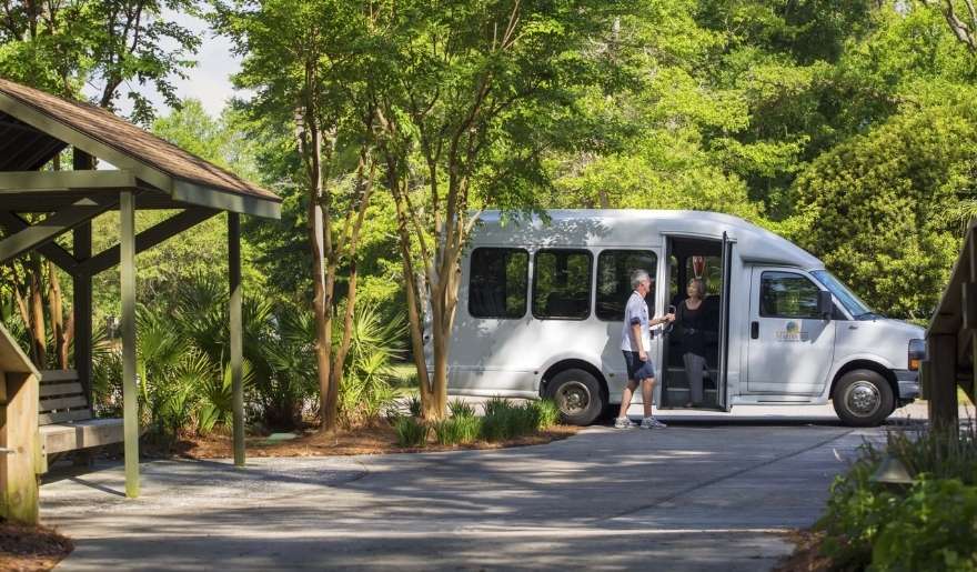 Marina Inn beach shuttle providing guest transportation to the Myrtle Beach shoreline