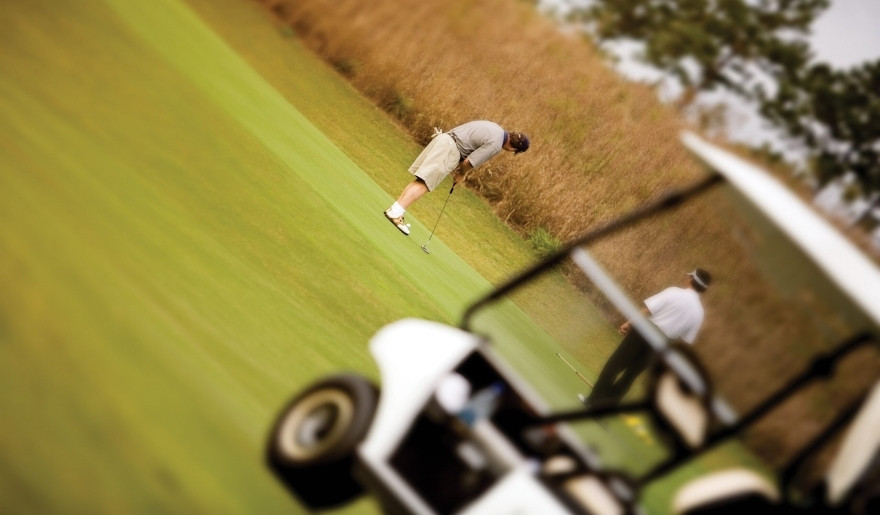 Golfers enjoying a round at a Myrtle Beach golf course during Thanksgiving.